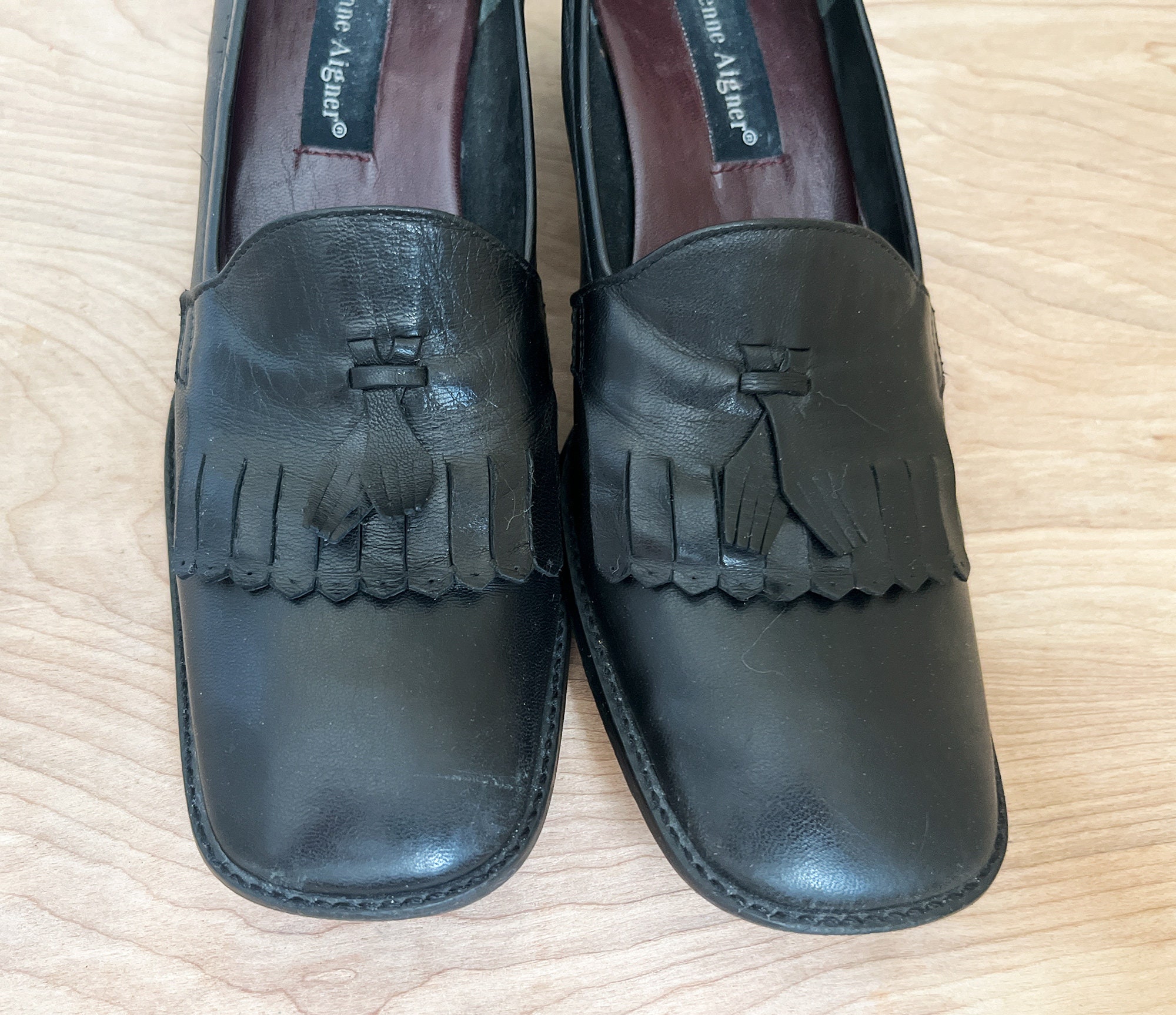Vintage 70\'s black Leather E.T Wright tassel loafers. Size 9.5 EEE Grayson Tassel Loafer | Men main image 3