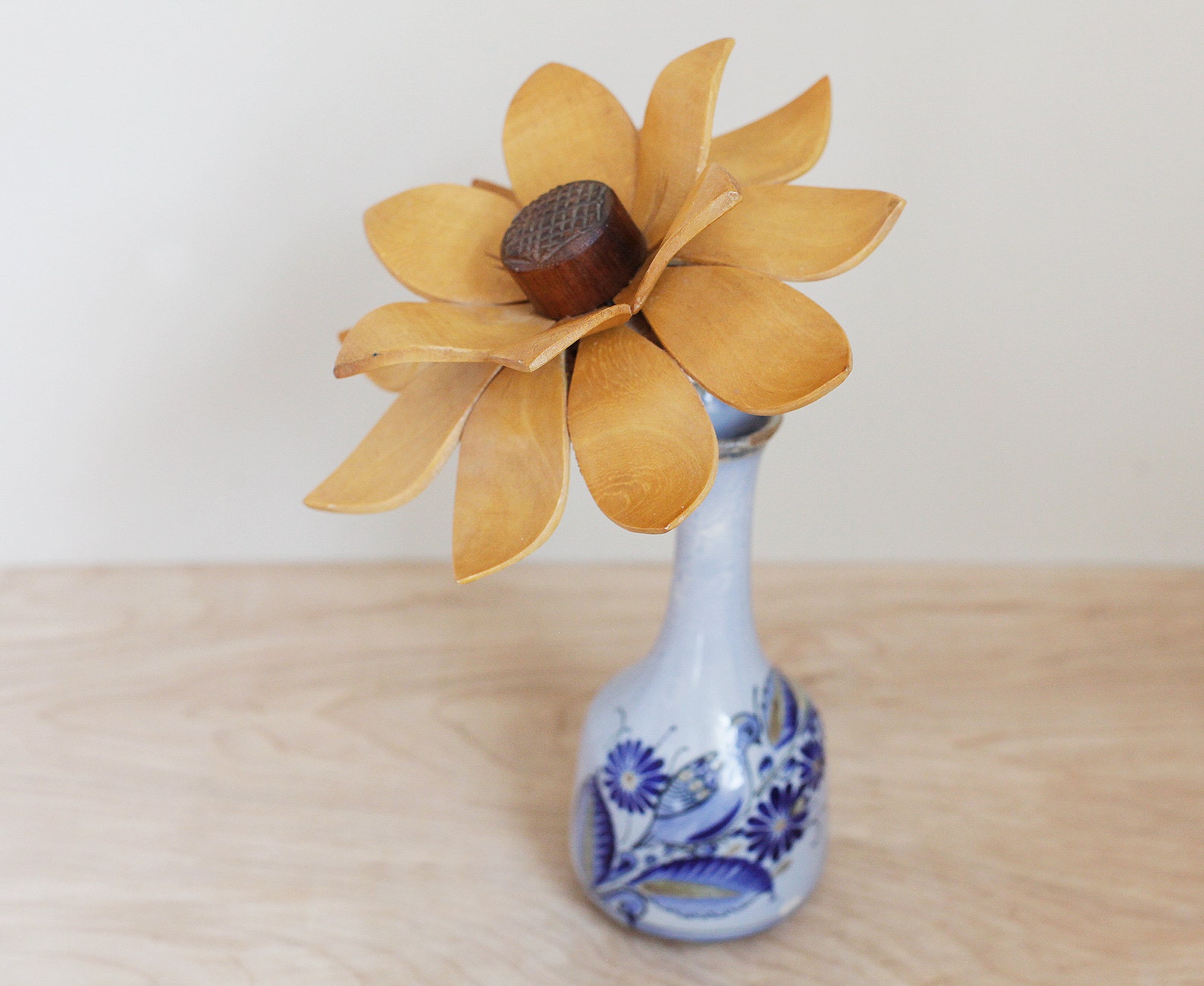 Vintage Wood Flower Sculpture/ Unique Large Mid Century Floral Etsy