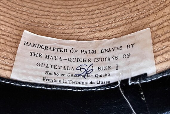 Guatemalan Panama Hat Hand Made of Palm Leaves by Maya-Quiche Indians 58 - 7 1/4 Guatemalan Panama Hat, Handcrafted of Palm Leaves by Maya  main image 3