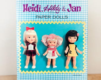 Vintage 1966 Remco Heidi & Jan Pocketbook Dolls 