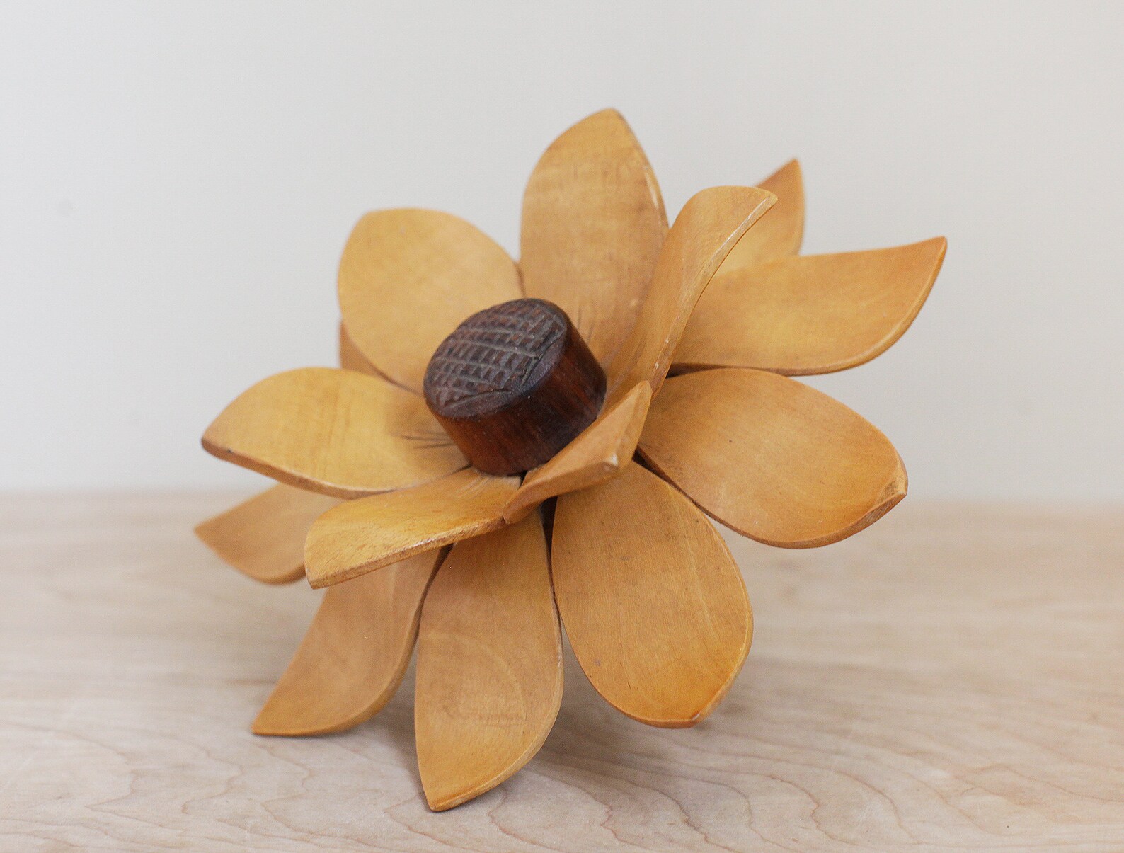 Vintage Wood Flower Sculpture/ Unique Large Mid Century Floral Etsy