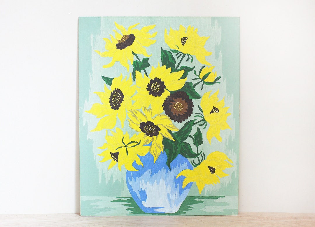 Sunflowers Floral Original oil painting on canvas board 5x7
