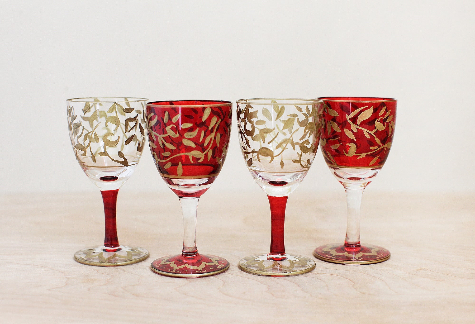 Red Colored Vintage Pressed Glass Goblets & Stemware — The Wedding