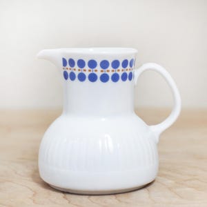 Royal pr Tettau Porcelain Creamer/ HTF Mid Century German Blue Dot Creamer by Königlich Privilegierte Porzellanfabrik Tettau Circa 1950s