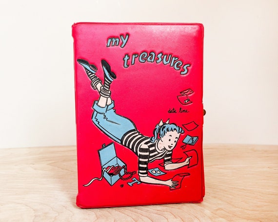 1950s Vinyl "My Treasures" Box/ Super Kitschy Cut… - image 1