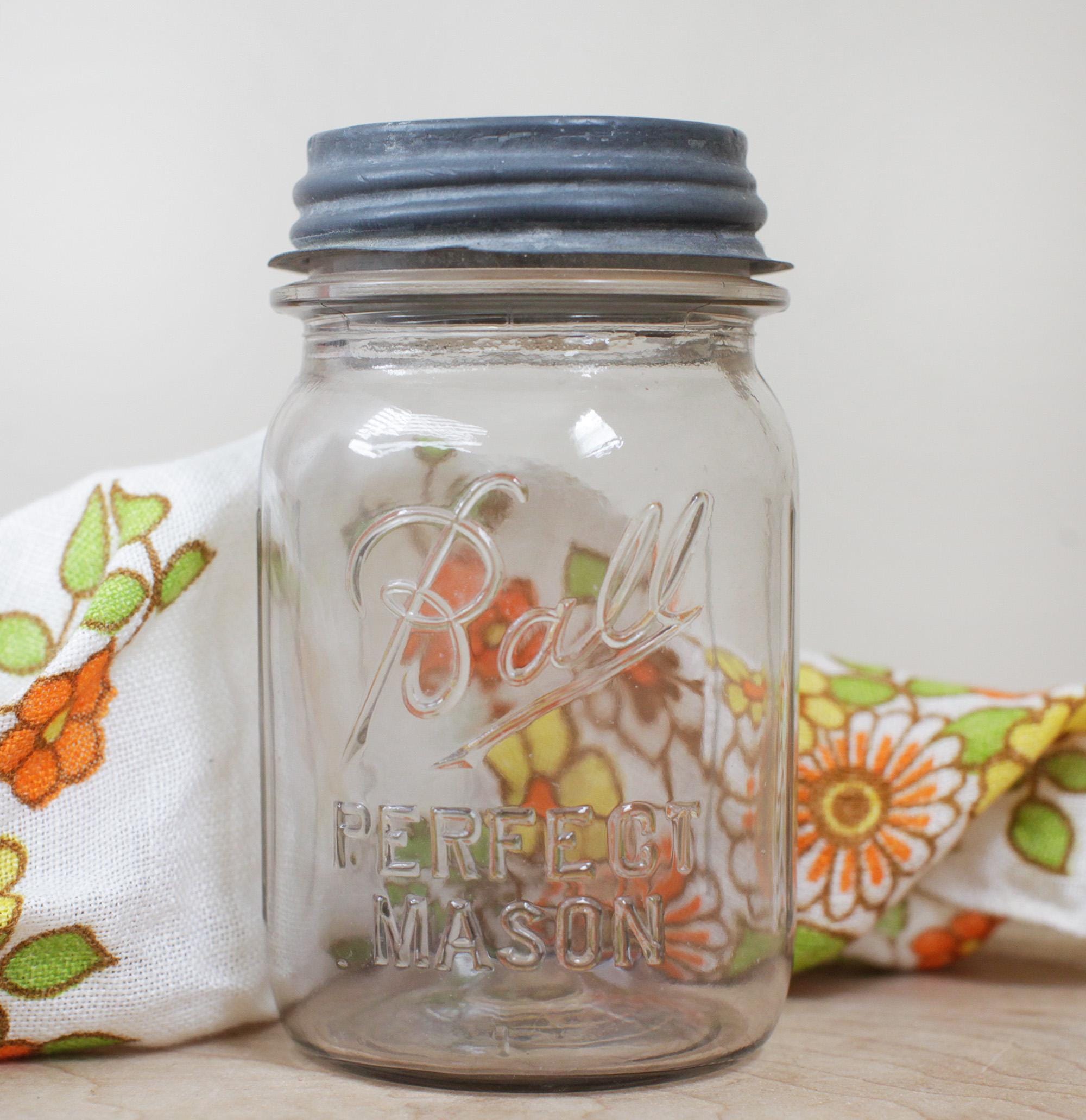 Ball Perfect Mason Glass Jar W Porcelain Lined Metal Lid / Lovely