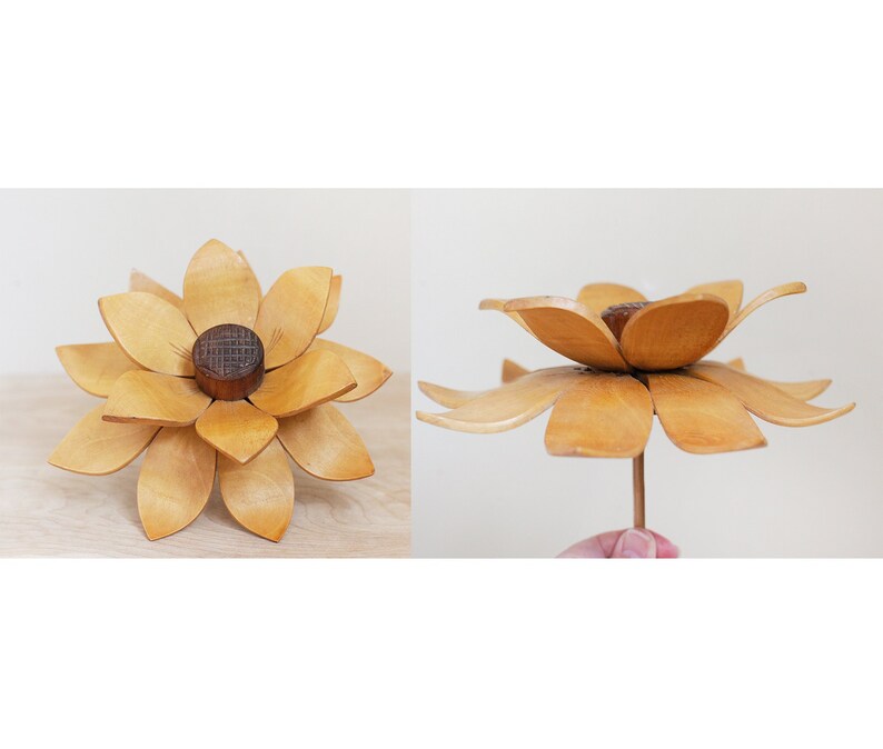 Vintage Wood Flower Sculpture/ Unique Large Mid Century Floral Etsy
