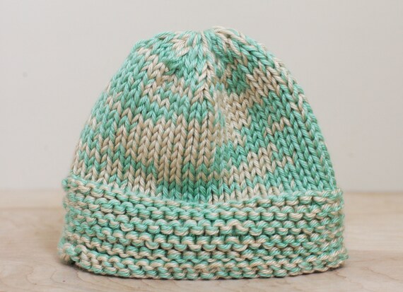 Vintage Knit Ladies Skull Hat/ Fun Mint Green & W… - image 7