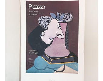 Pablo Picasso Grand Palais Exhibit Poster 1979-1980/ "Le Chapeau de Paille au feuillage bleu" Limited Edition Offset Litho on Arches Paper