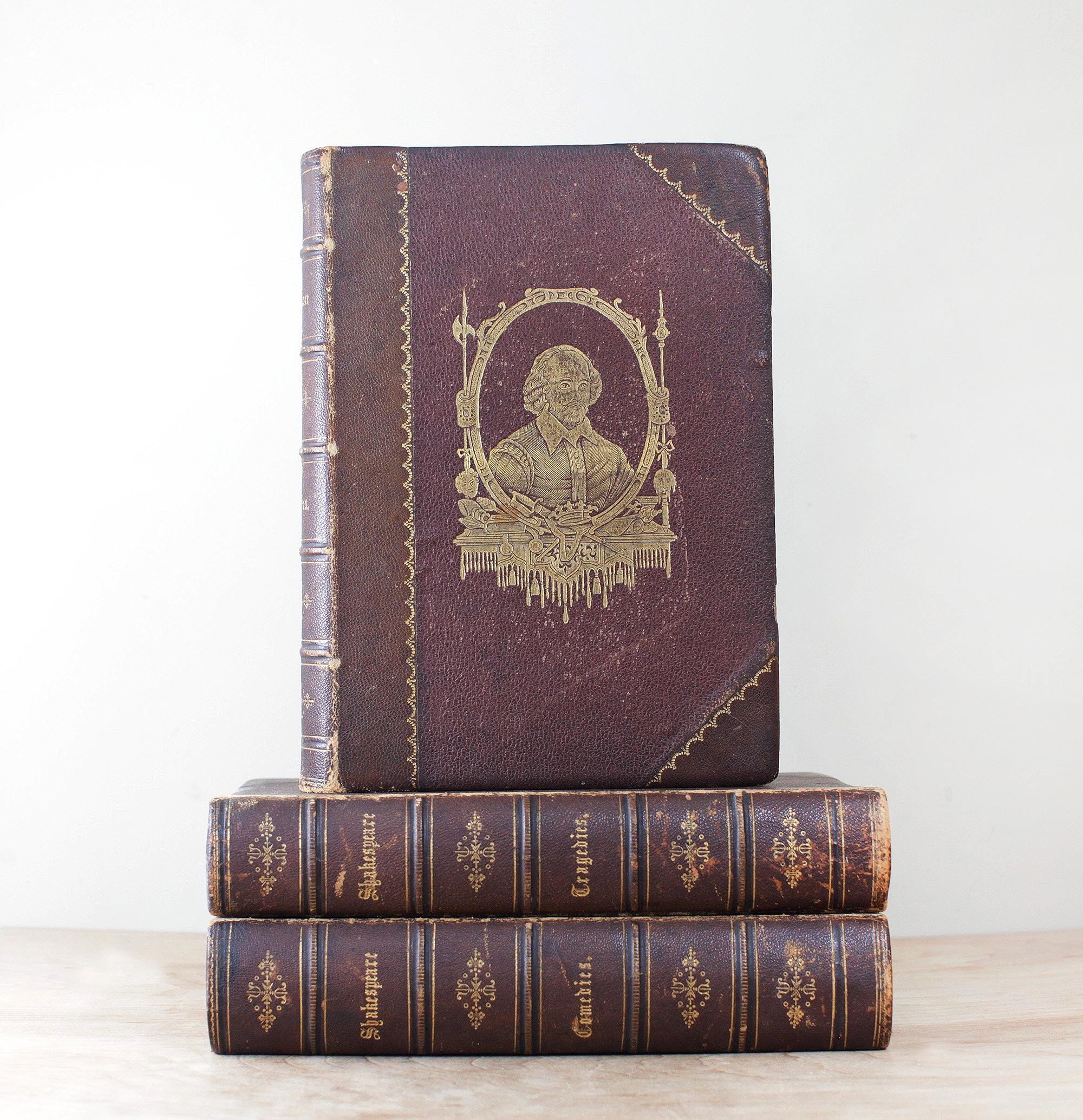 Antique Leather Bound 3 Volume Set of the Complete Works of