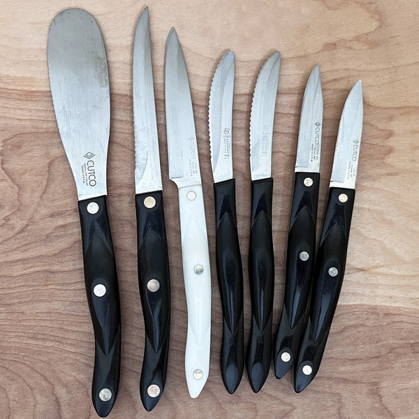 7 CUTCO Knives! Your choice of; Spatula Spreader, Pearl Handle Paring Knife, Trimmer and 2 DD Table Knives/ All Made in the USA