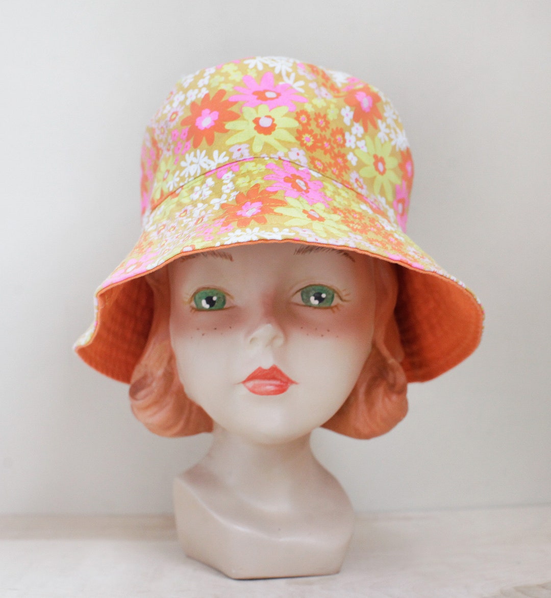 Flower Power Bucket Hat/ Extra Groovy Mod Style Floppy  display picture 1