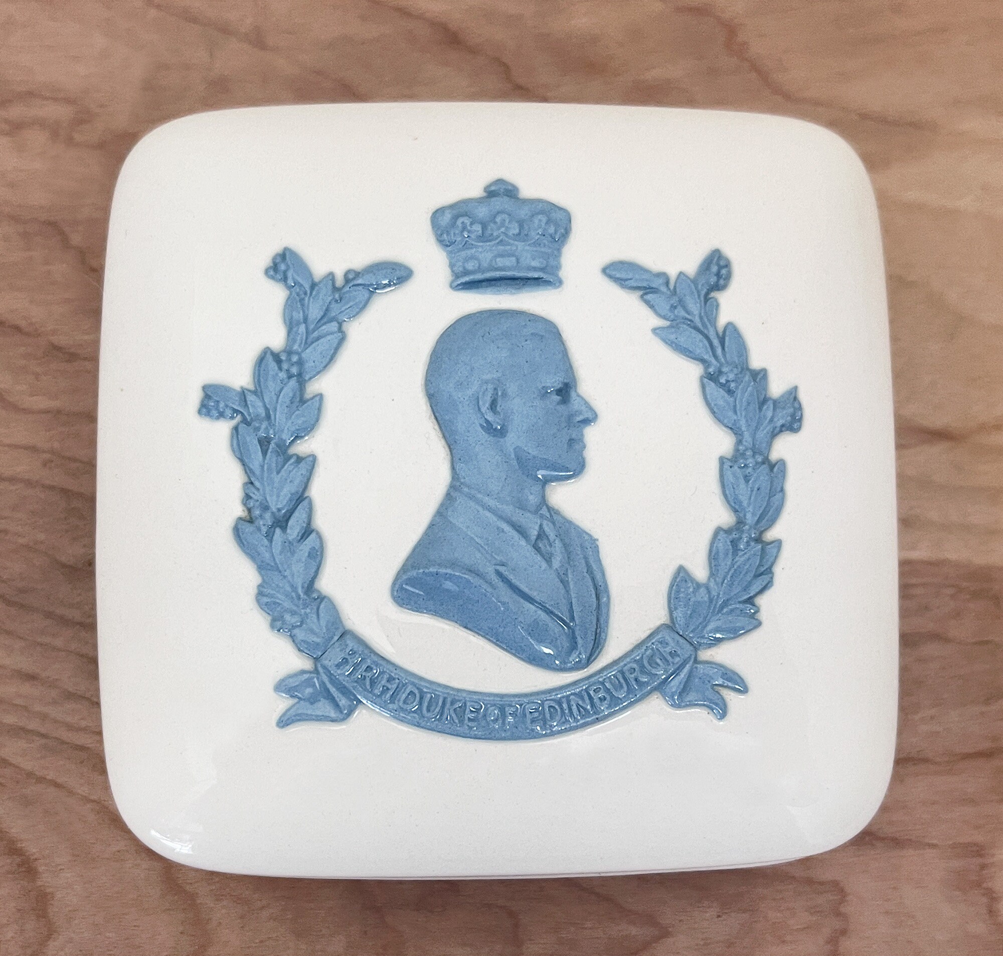 HRH Duke of Edinburgh Wedgwood Embossed Queen's Ware Trinket