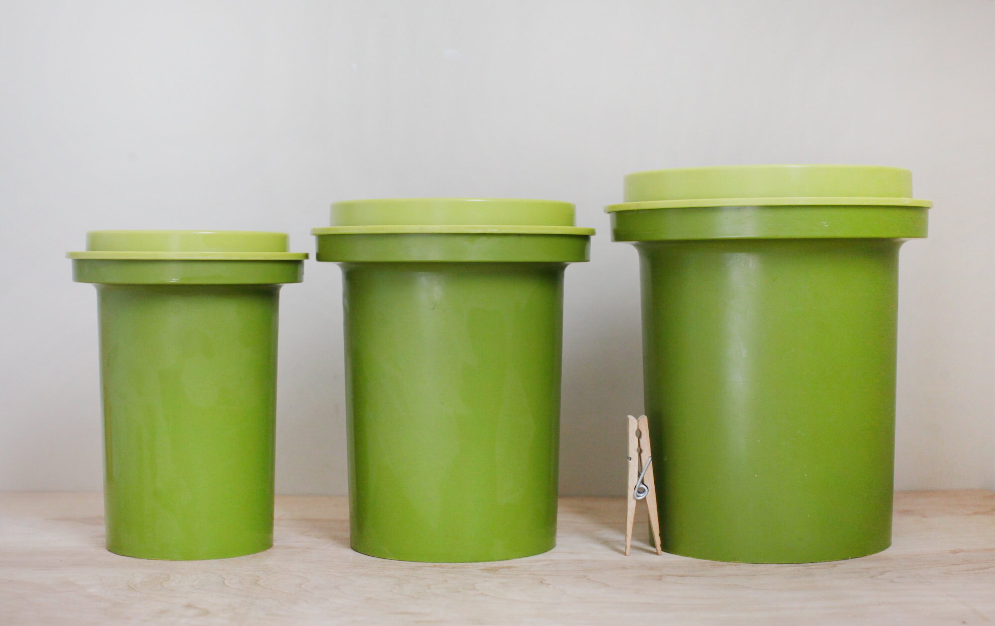 Vintage Rubbermaid Plastic Canister Avocado Green Mushroom Lid Container  Storage