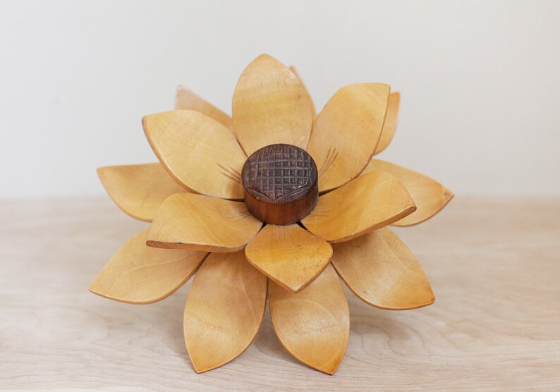 Vintage Wood Flower Sculpture/ Unique Large Mid Century Floral Etsy