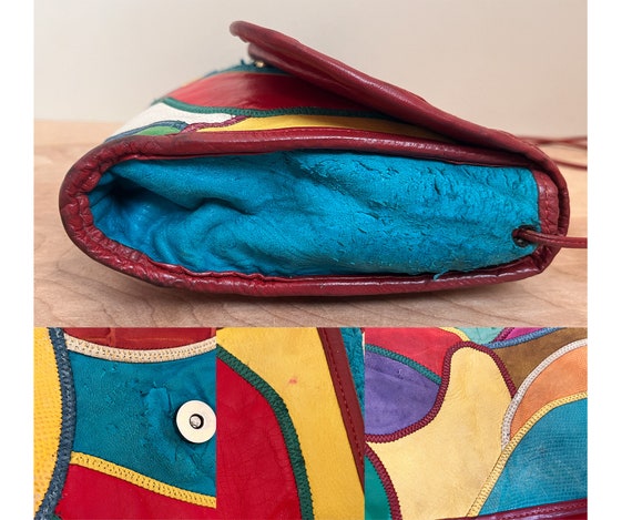 RARE Carlos Falchi Leather Patchwork Crossbody Ba… - image 6