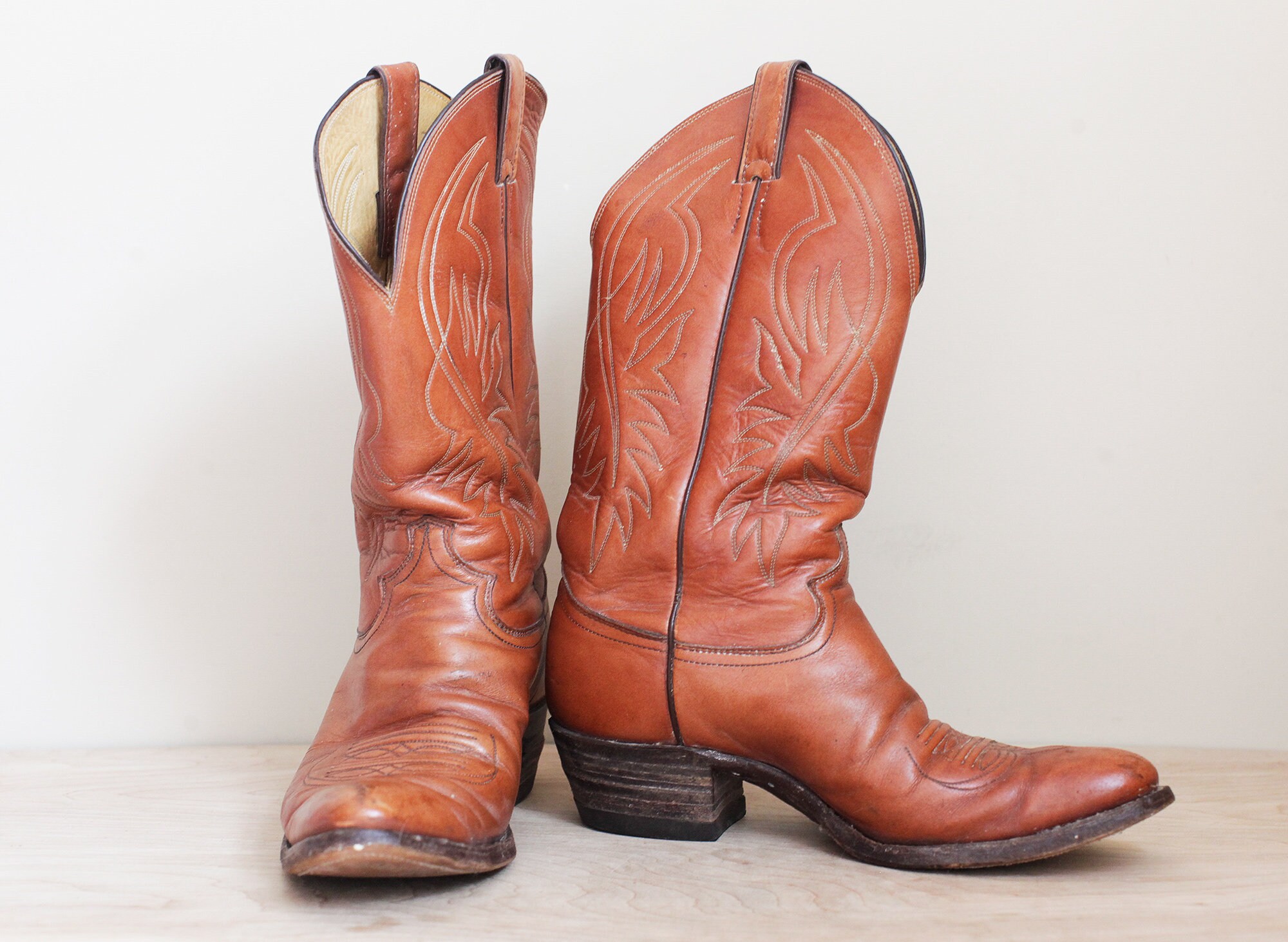Justin Men's Vintage Cowboy Boots/ Mens Size 9.5D/ Well Worn