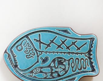 Friley & Fistick Studio Art Pottery Fish Trivet/ HTF Mid Century 60s Kilnforms Ceramic Art Trivet