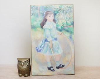 Girl with a Hoop by Renoir/ Lovey Lamenated Print on Wood by National Gallery of Art in Washington/ French Painter Pierre-Auguste Renoir