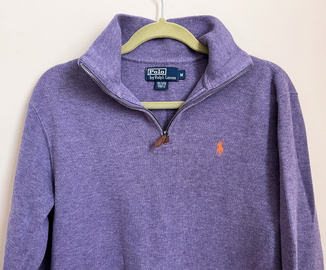 Polo by Ralph Lauren Zip Front Purple Pullover Sweater Size Med