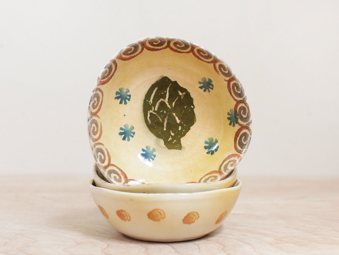 Set of 3 Tiny Bowls or Ramekins/ Hand Thrown Terra Cotta Pottery Made