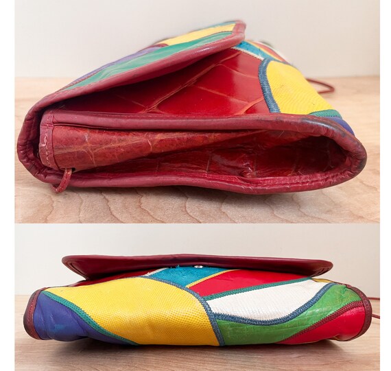 RARE Carlos Falchi Leather Patchwork Crossbody Ba… - image 7