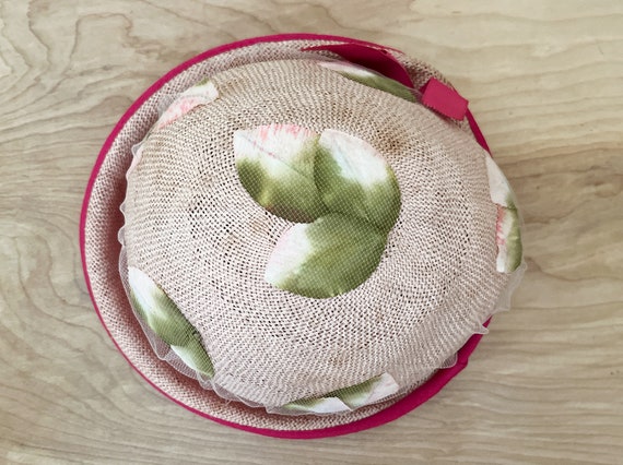 Pink w Netted Leaves Cloche Hat / Lovely & Unique… - image 7