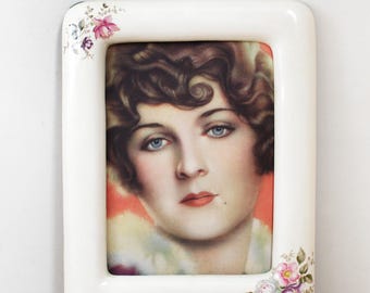 Deco Style Floral Terragrafics Ceramic Picture Frame 1982 / Stunning Early 20th Century Inspired Design Frame/ 80s Cottage Core