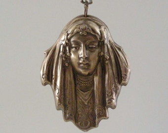 Vintage Pendant - Art Deco Pendant - Large Brass Stamping for Necklace - Handmade