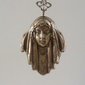 Vintage Pendant - Art Deco Pendant - Large Brass Stamping for Necklace - Handmade