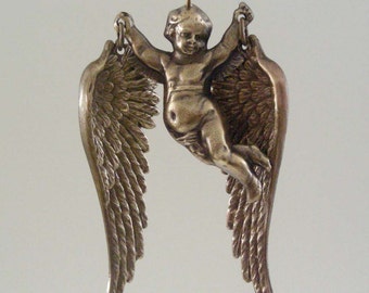 Vintage Pendant - Angel Pendant - Vintage Brass Stamping - Large for Necklace - handmade pendant