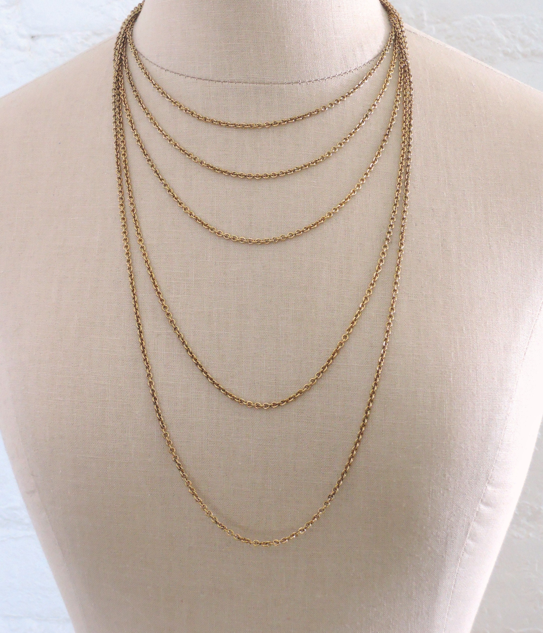 Vintage Necklace - Brass Necklace - Chain Necklace - Cable Link Chain…