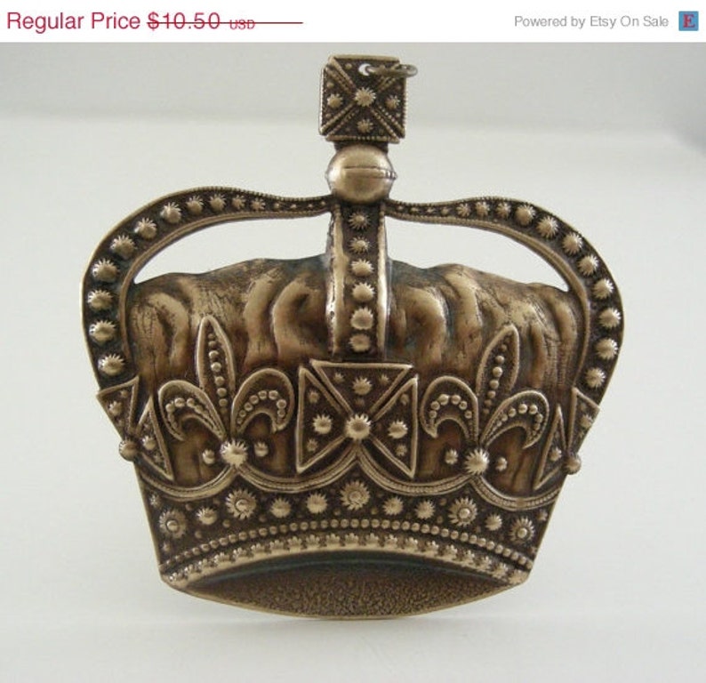 Vintage Pendant French Crown Brass Stamping Fleur De Lis Vintage Brass Finding DIY Necklace image 2