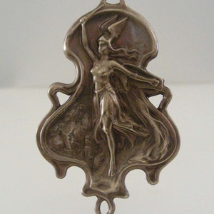 Art Nouveau Necklace Vintage Pendant Goddess Pendant Brass Pendant DIY Necklace image 1