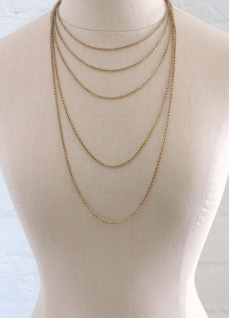 Vintage Necklace Brass Necklace Chain Necklace Cable - Etsy