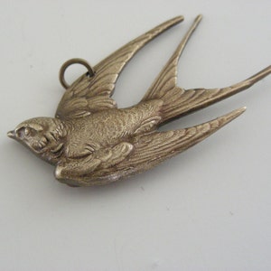 Pendant Large Swallow Bird Vintage Brass 2 pcs Stampings DIY Earrings image 2
