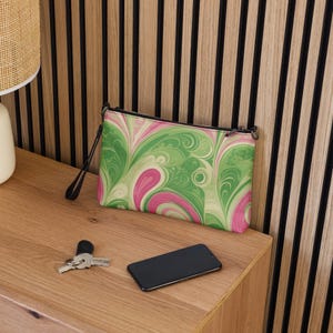 Boho Paisley Crossbody Bag - Pink & Green Hands-Free Purse