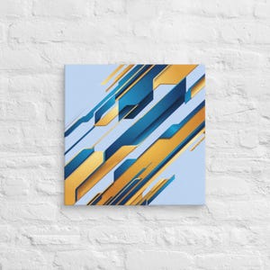 Blue and Yellow Design Wall Art Canvas - Modern Abstract Colorful Graphic Home Decor