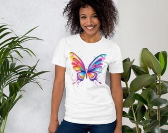 カラフルな蝶のTシャツ | ネイチャーグラフィックシャツ | 虫好きの