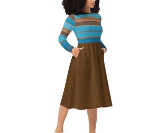 brown and blue fall dress A Timeless Color Combo To Try This Autumn