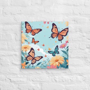 Butterfly Flower Canvas Print: Abstract Whimsical Home Decor