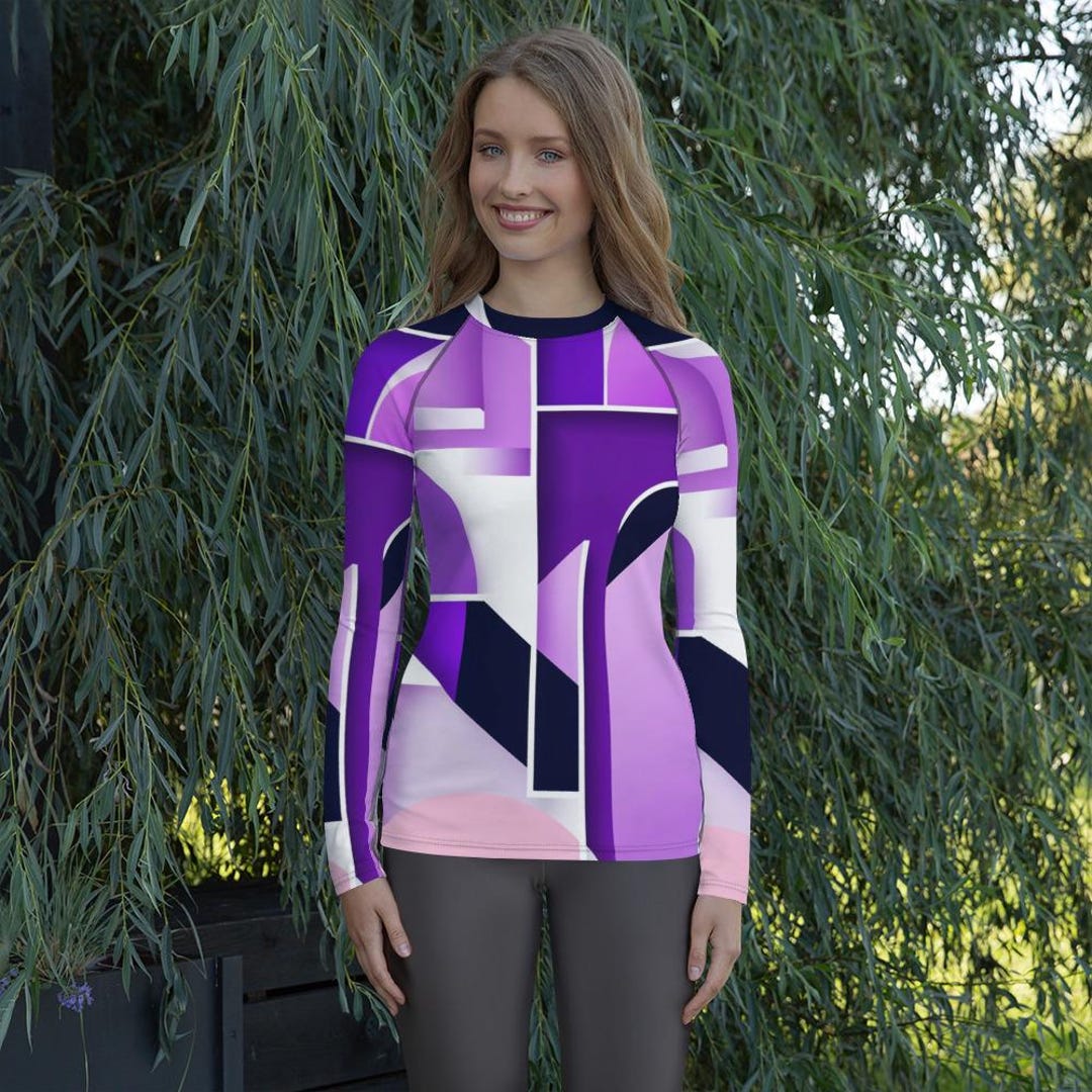 Purple Graphic Women's Rash Guard - Etsy