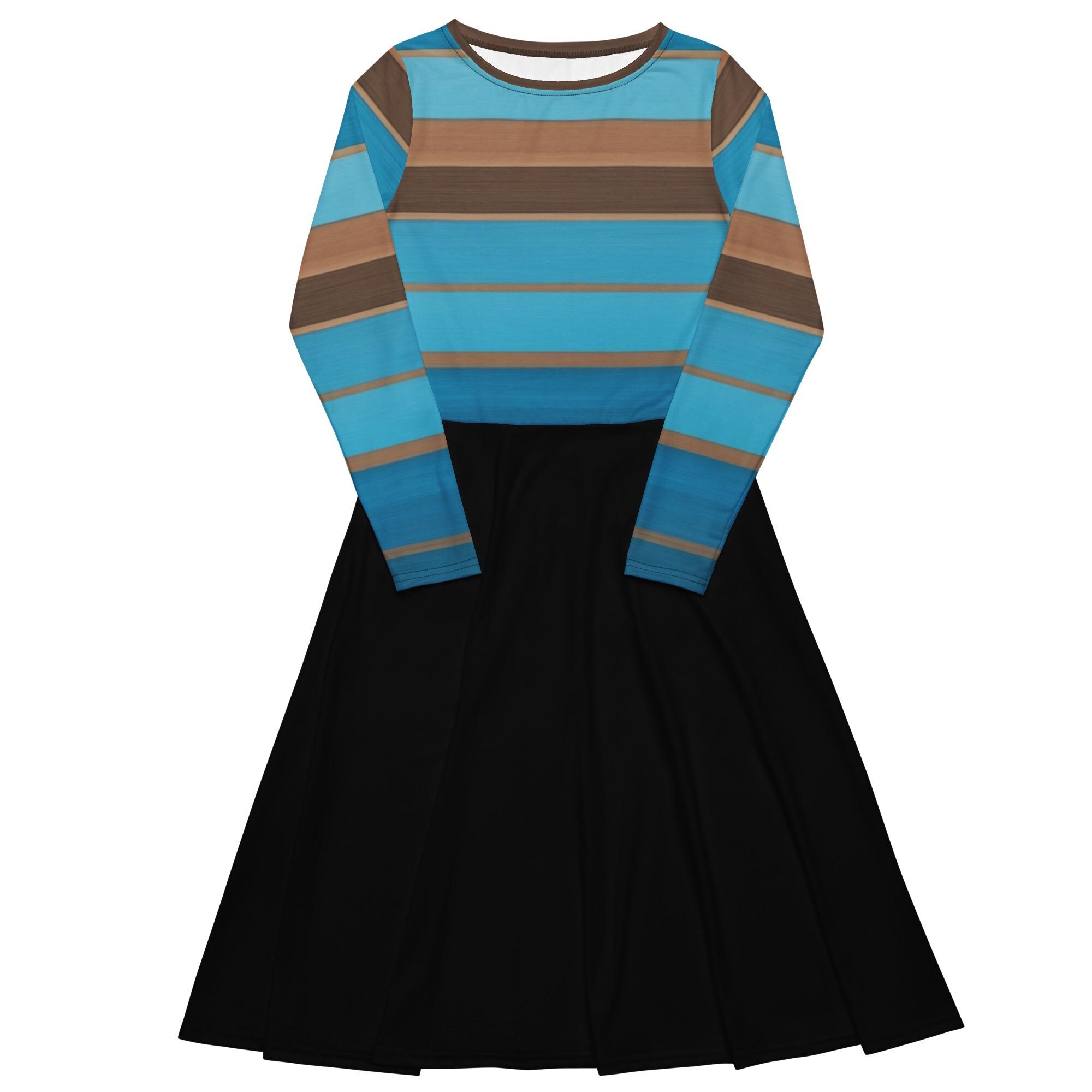 blue dress for baby girl No.15 Linen Day Dress in Blundell Stripe