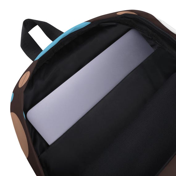 Brown and Blue Polka Dot Backpack - Fun Modern School Bag 