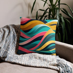 Colorful Graphic Throw Pillow - Multicolor Stripe Design Home Decor - Basic Pillow
