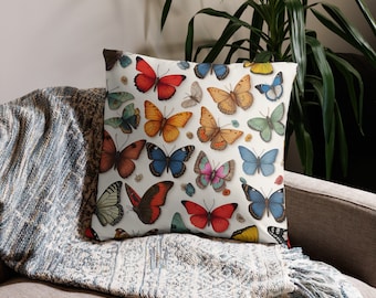 Butterfly Print Throw Pillow - Colorful Nature-Inspired Home Decor - Basic Pillow