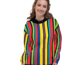 Bold Stripe Hoodie - Multicolor Vertical Lines Unisex Hoodie