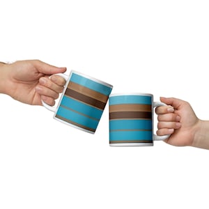 Blue and Brown Striped Coffee Mug: Modern Ceramic Mug