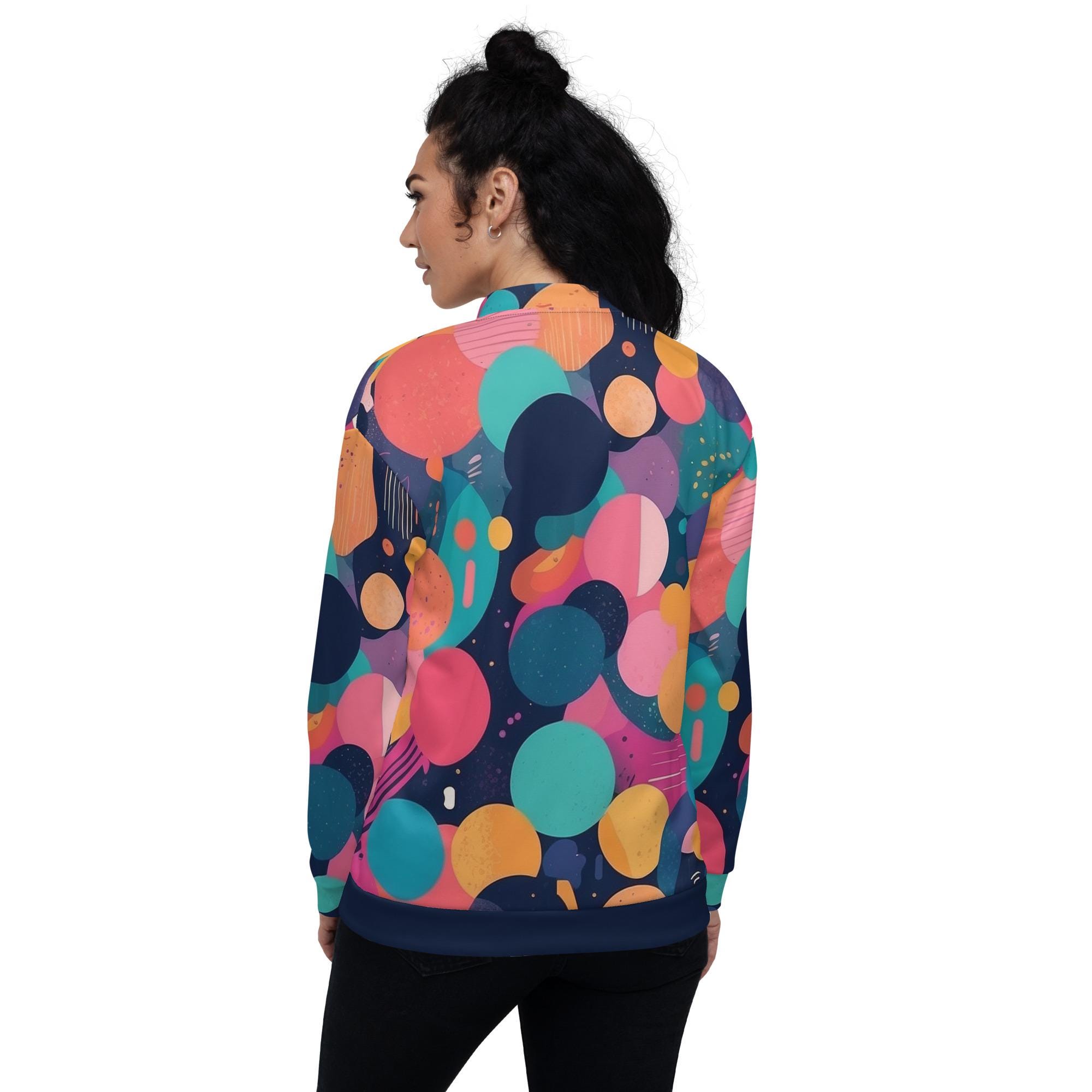 Polka Dot Bomber Jacket: Multicolor Fleece, Unisex Fit - Etsy