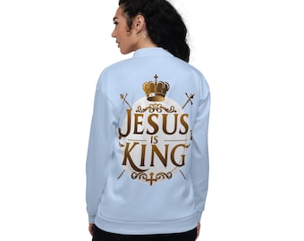 Jesus is King Bomber Jacket: Christian Streetwear, Unisex Fit